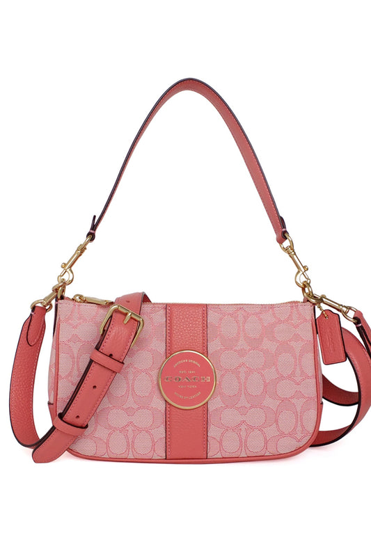 Coach Lonnie Baguette In Signature Jacquard - Taffy