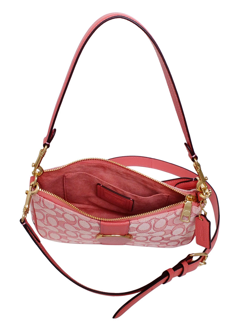 Coach Lonnie Baguette In Signature Jacquard - Taffy