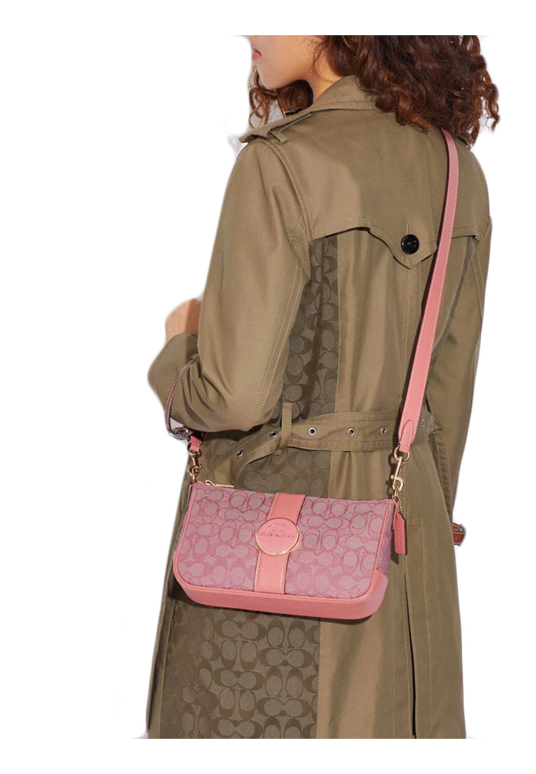 Coach Lonnie Baguette In Signature Jacquard - Taffy