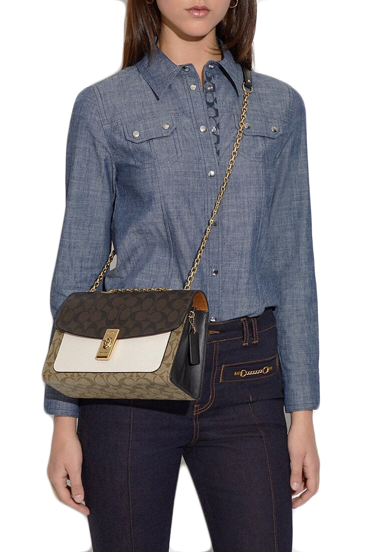 Coach Lane Shoulder Bag In Colorblock Signature Canvas - Dark Brown/Brown