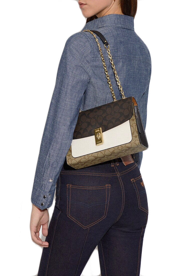 Coach Lane Shoulder Bag In Colorblock Signature Canvas - Dark Brown/Brown