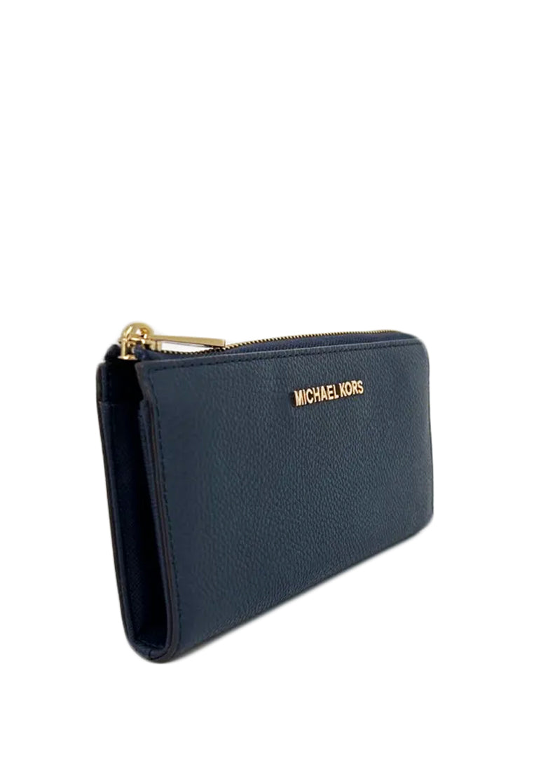 Michael Kors Jet Set Travel Three Quarter Zip Wallet - Navy