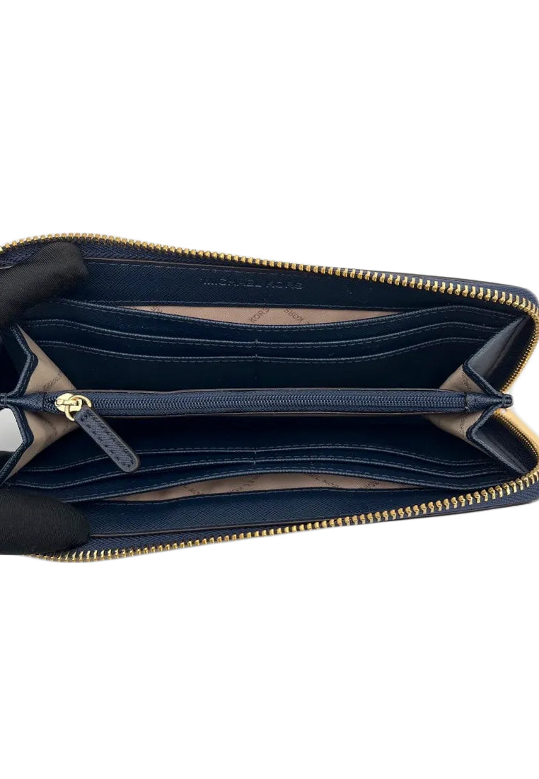 Michael Kors Jet Set Travel Three Quarter Zip Wallet - Navy