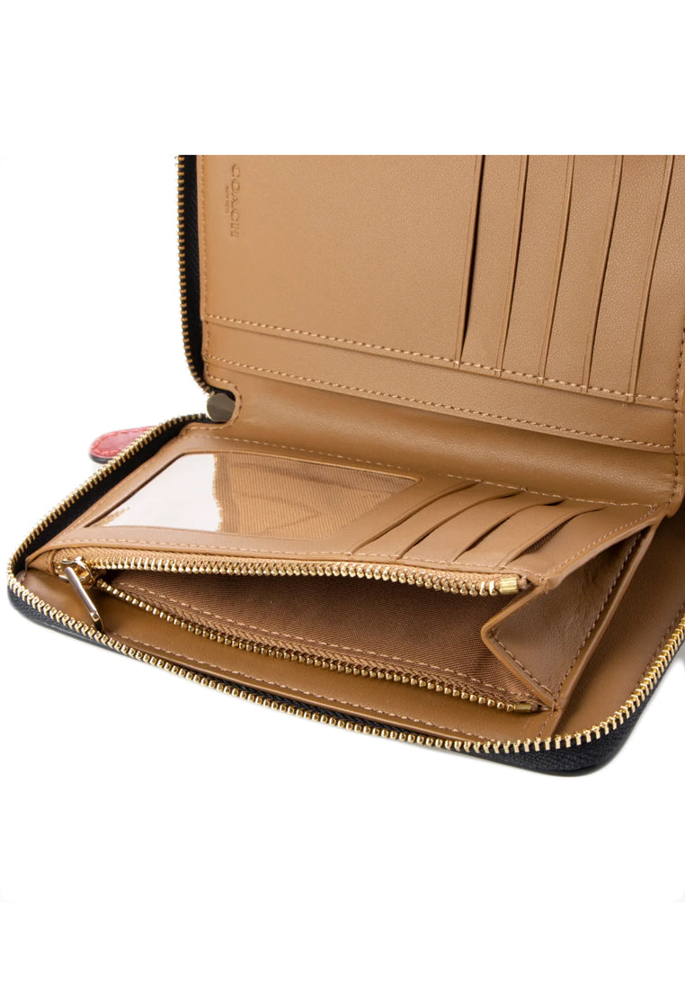 Coach Medium ID Zip Around Wallet In Signature Jacquard With Stripes - Blue/Red/White