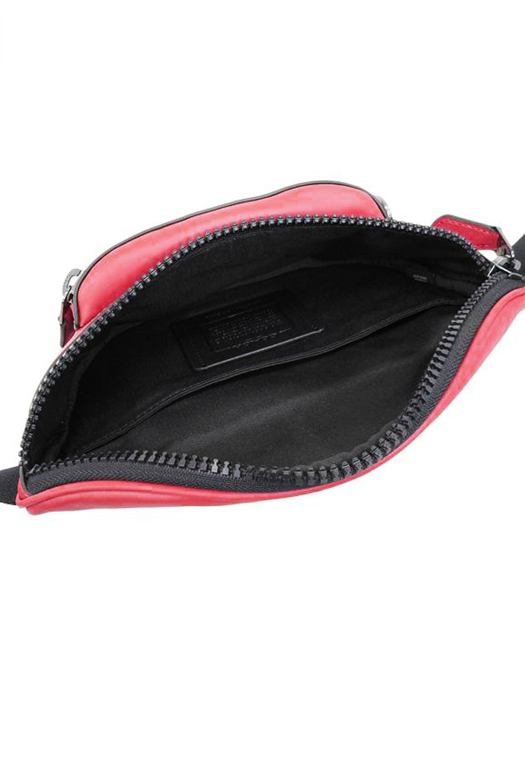 Coach Mens Westway Belt Bag In Colorblock Signature Canvas With Coach Patch - Mahogany/Red