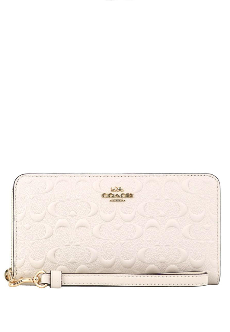 Coach Boxed Long Zip Around Wallet In Signature Leather - White