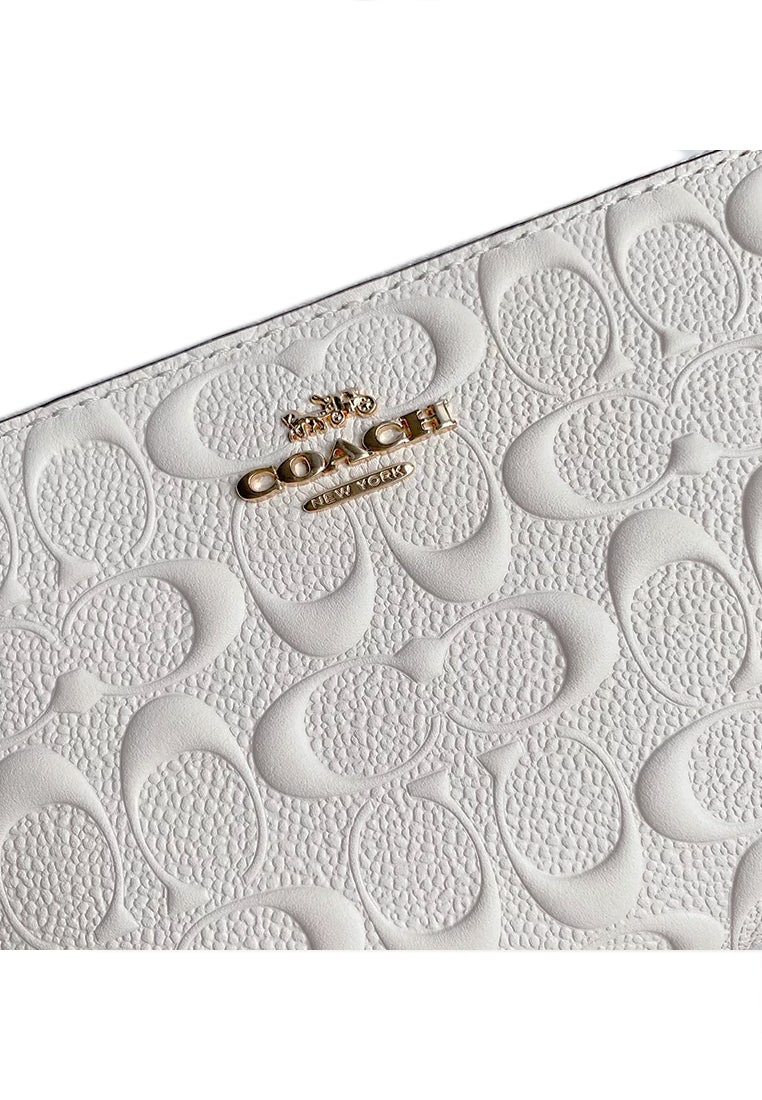 Coach Boxed Long Zip Around Wallet In Signature Leather - White