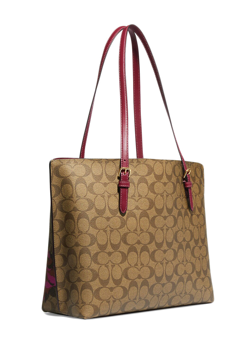 Coach Mollie Tote In Signature Canvas With Jumbo Floral Print - Brown/Multi