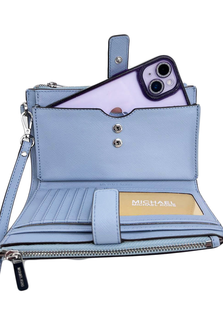Michael Kors Jet Set Travel Large Double Zip Wristlet - Pale Blue