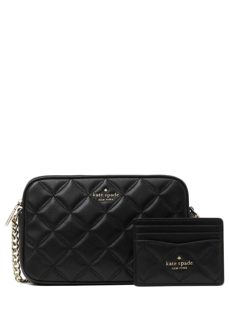 Kate Spade Tinsel Smooth Quilted Boxed Crossbody Set - Black