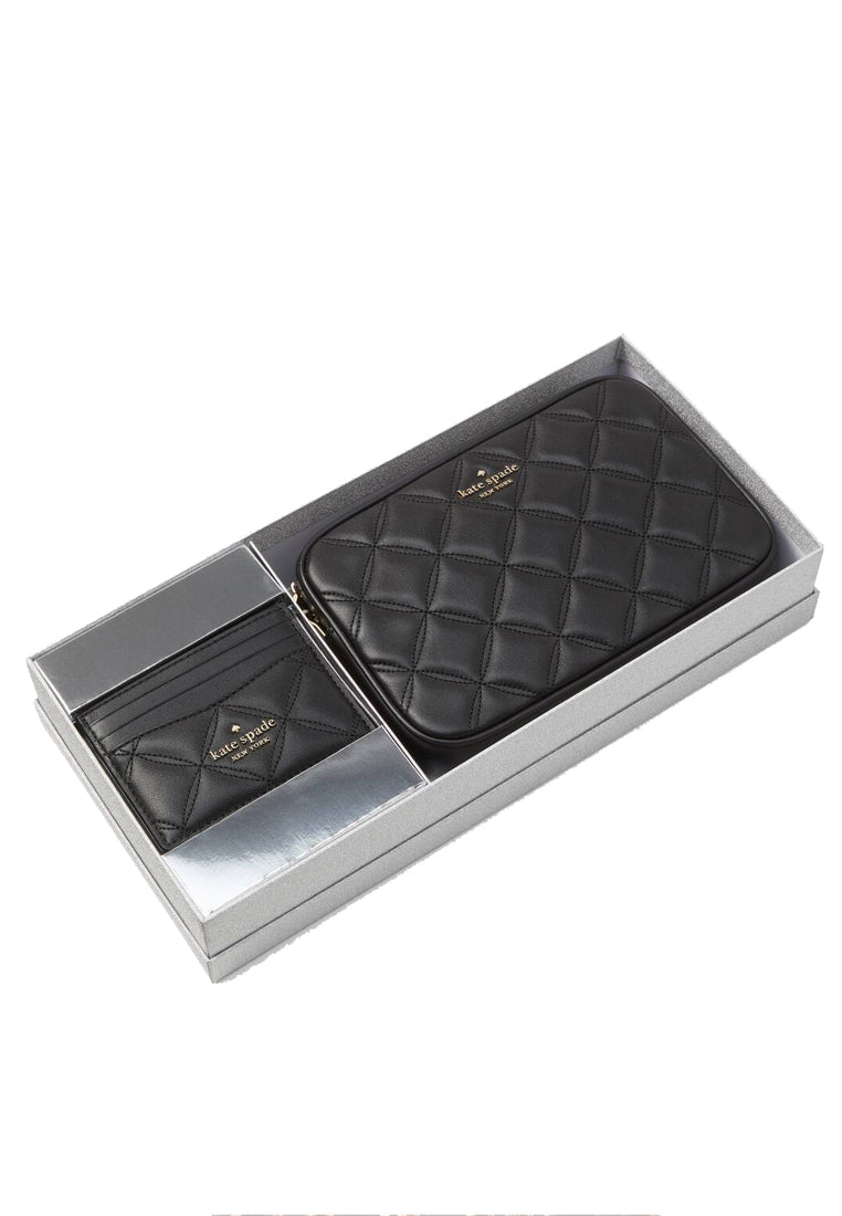 Kate Spade Tinsel Smooth Quilted Boxed Crossbody Set - Black