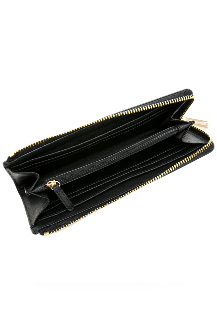 Michael Kors Jet Set Travel Large Saffiano Leather Quarter Zip Wallet - Black