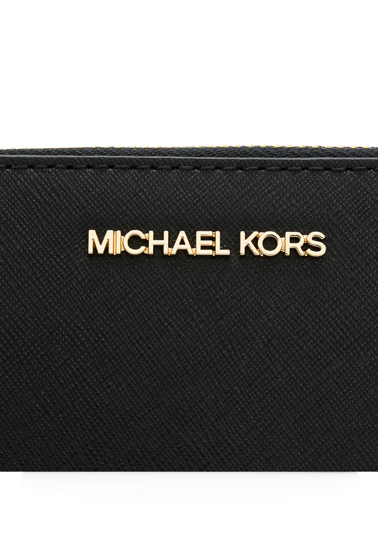 Michael Kors Jet Set Travel Large Saffiano Leather Quarter Zip Wallet - Black