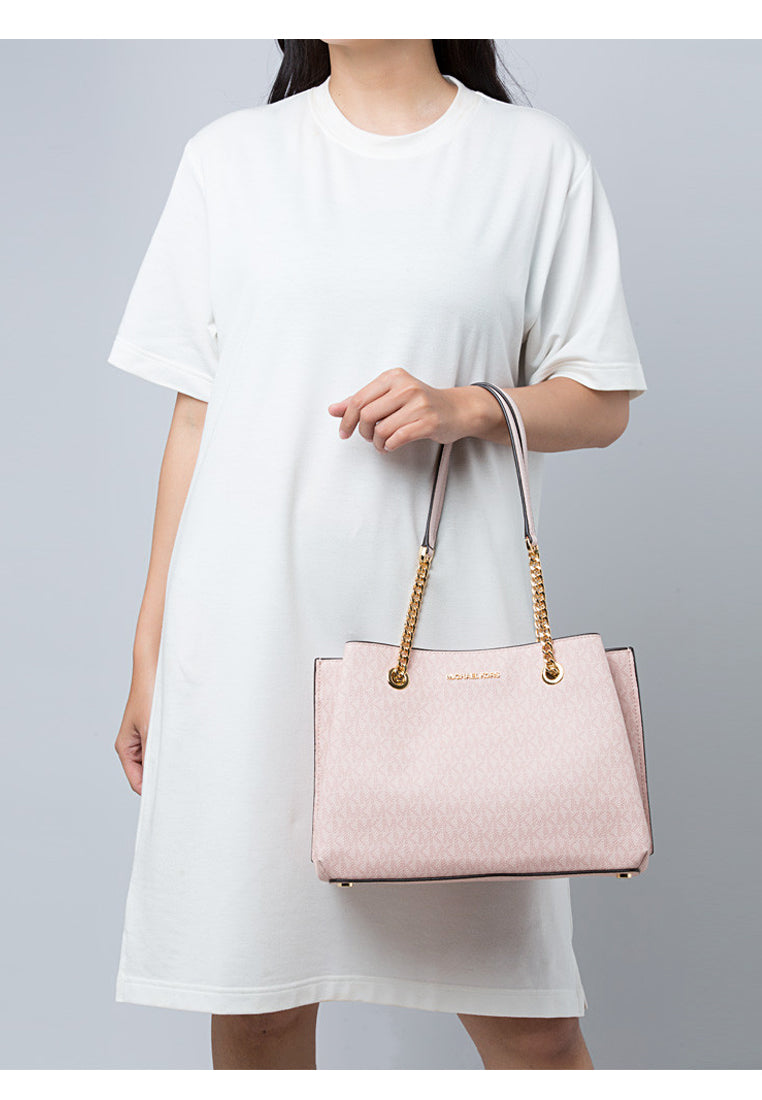 Michael Kors Teagan Large Signature Shoulder Bag - Dark Powder Blush