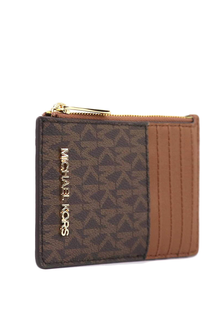 Michael Kors Jet Set Travel Signature Top Zip Card Case - Brown