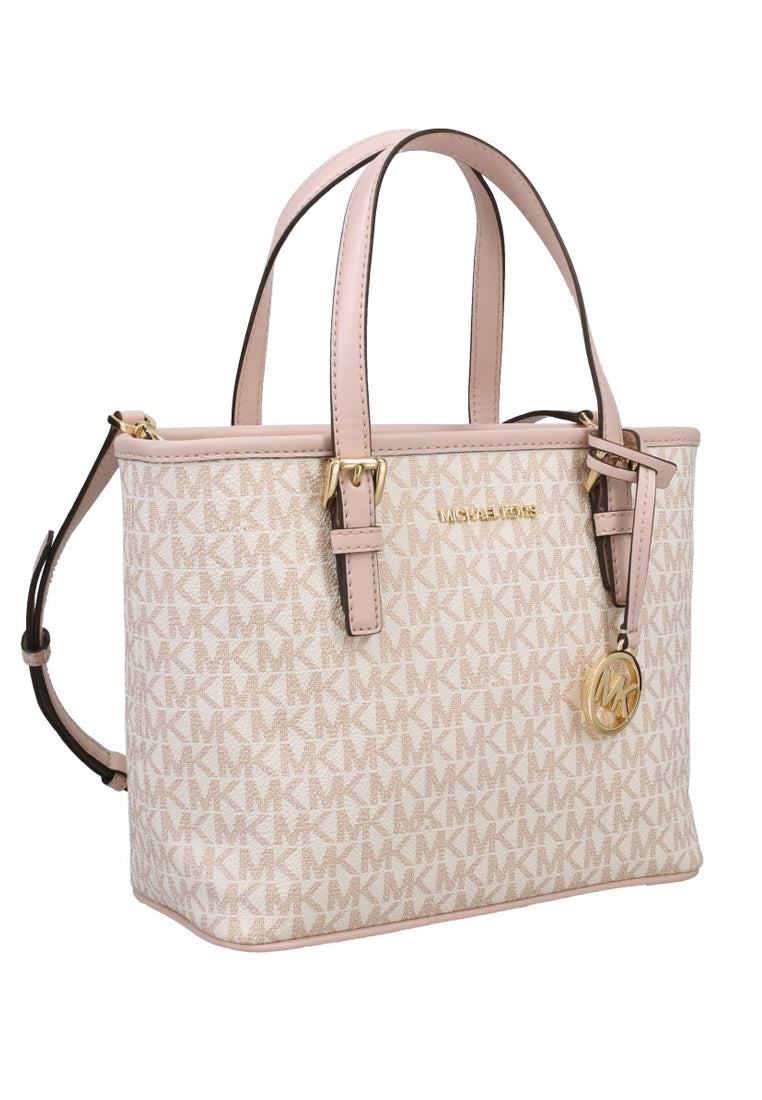 Michael Kors Jet Set Travel Extra-Small Logo Top-Zip Tote Bag - Vanilla/Pink