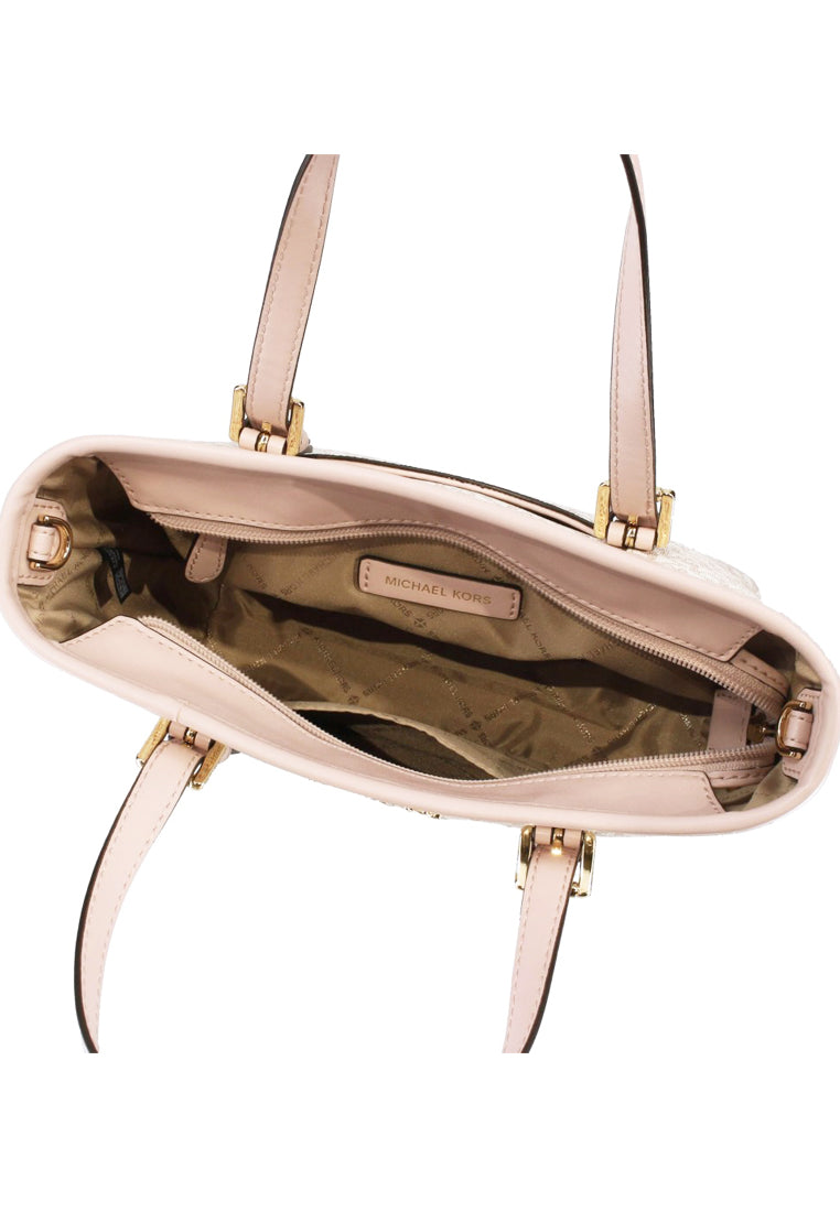 Michael Kors Jet Set Travel Extra-Small Logo Top-Zip Tote Bag - Vanilla/Pink