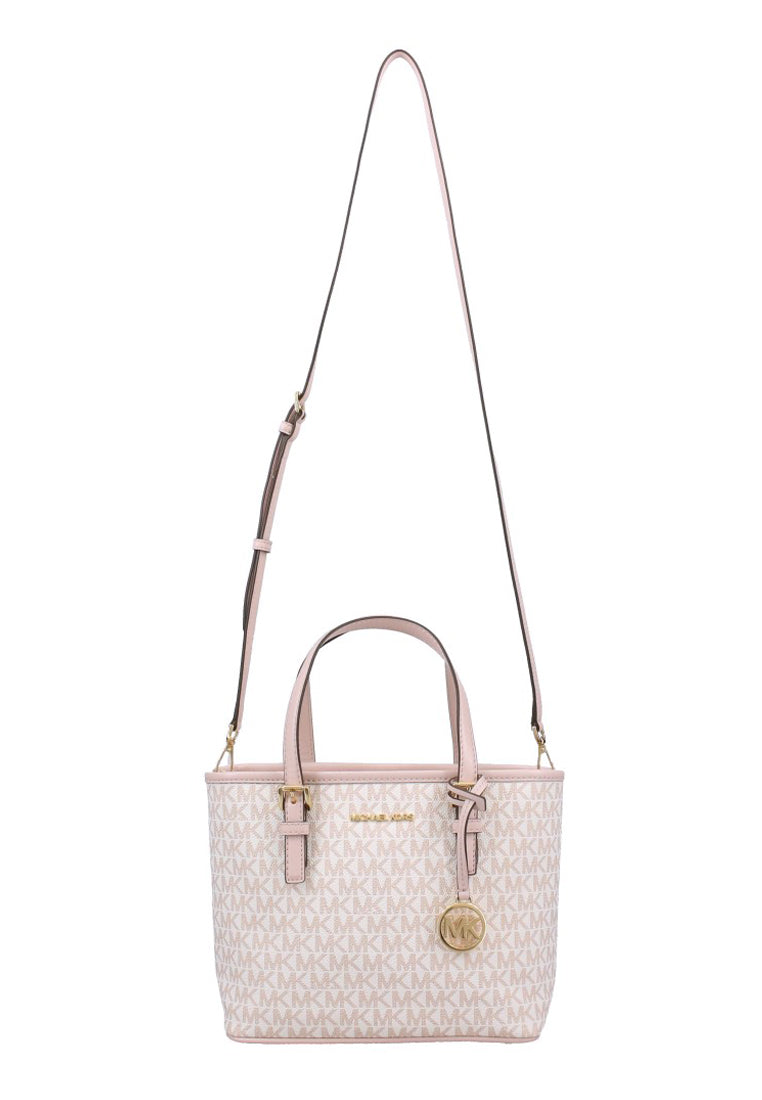 Michael Kors Jet Set Travel Extra-Small Logo Top-Zip Tote Bag - Vanilla/Pink