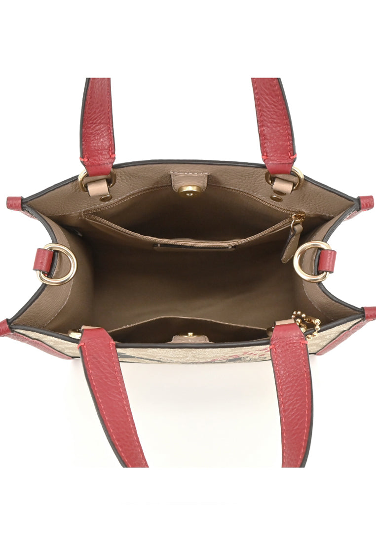 Coach Lunar New Year Dempsey Tote 22 In Signature Canvas With Rabbit And Carriage - Light Brown/Multi