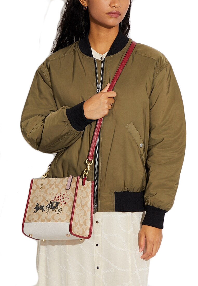 Coach Lunar New Year Dempsey Tote 22 In Signature Canvas With Rabbit And Carriage - Light Brown/Multi