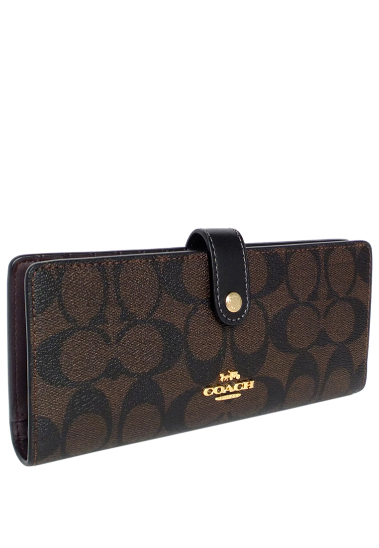 Coach Slim Wallet In Signature Canvas - Dark Brown