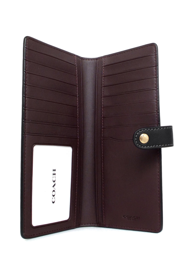 Coach Slim Wallet In Signature Canvas - Dark Brown