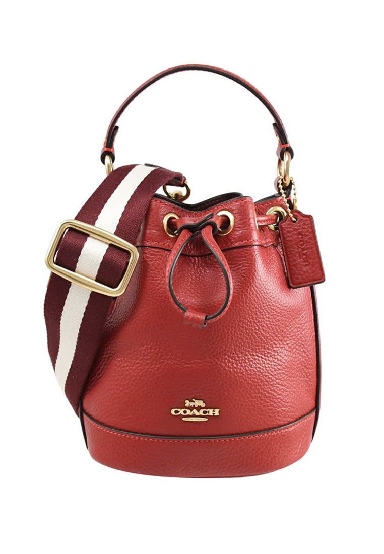 Coach Leather Dempsey Drawstring Bucket Bag 15 - Red