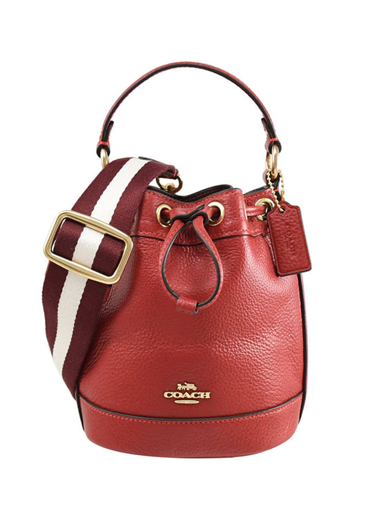 Coach Leather Dempsey Drawstring Bucket Bag 15 - Red