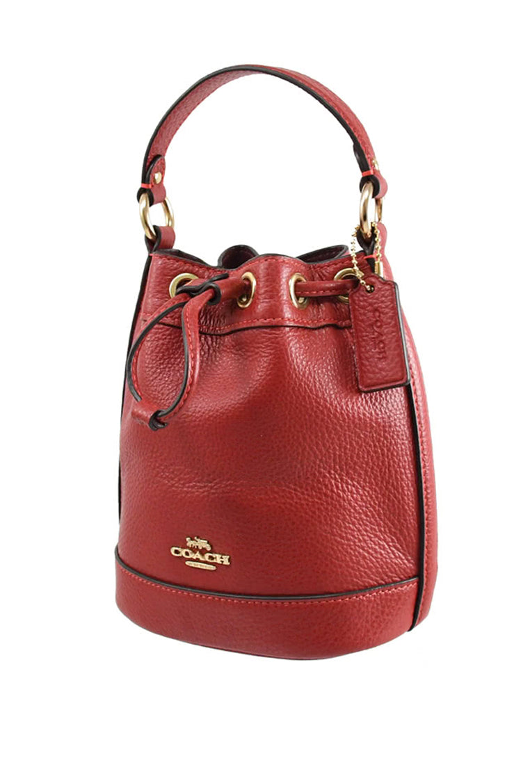 Coach Leather Dempsey Drawstring Bucket Bag 15 - Red