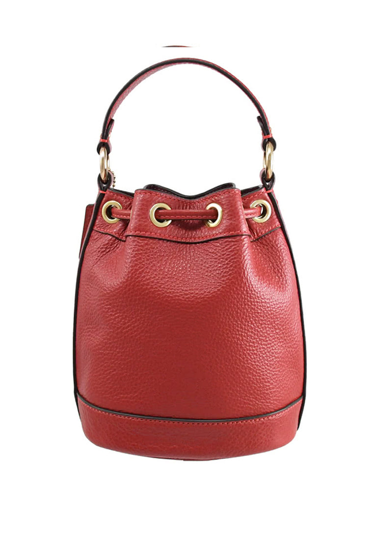 Coach Leather Dempsey Drawstring Bucket Bag 15 - Red