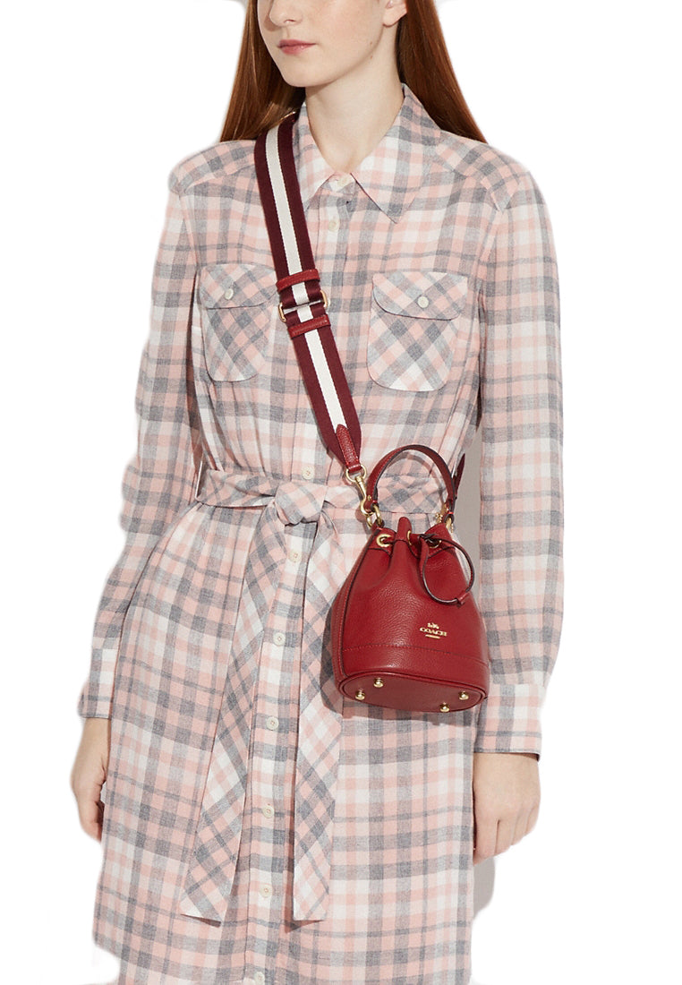 Coach Leather Dempsey Drawstring Bucket Bag 15 - Red