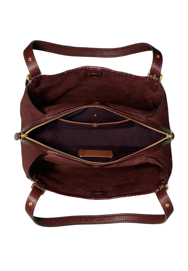 Coach Lori Shoulder Bag With Snakeskin Detail - Wine