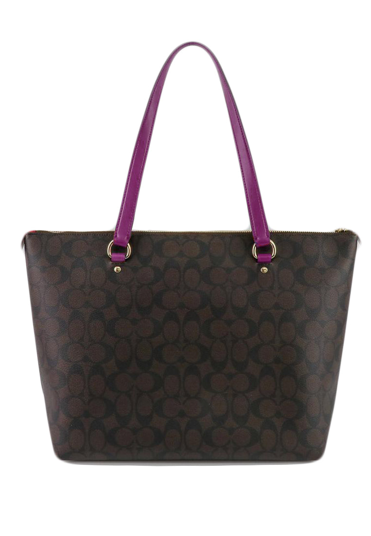 Coach Gallery Tote In Signature Canvas - Dark Brown/Purple