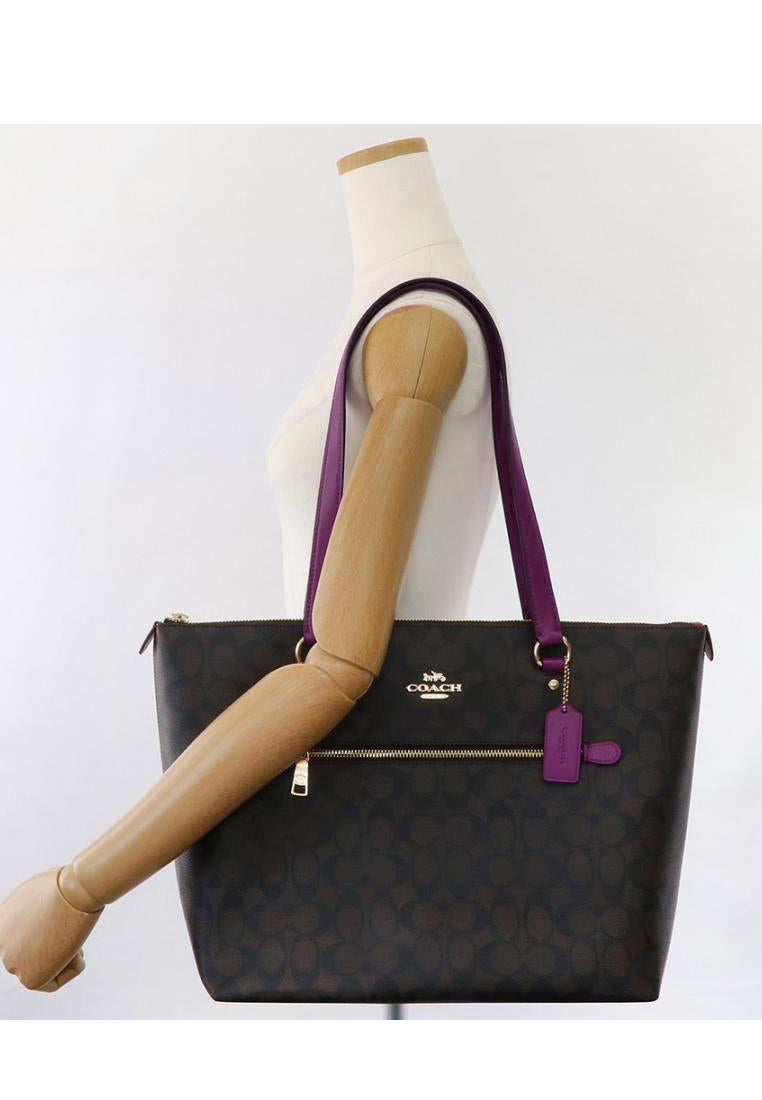 Coach Gallery Tote In Signature Canvas - Dark Brown/Purple