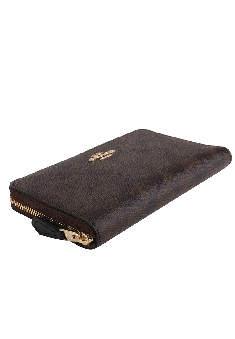 Coach Medium ID Zip Wallet In Signature Canvas - Dark Brown