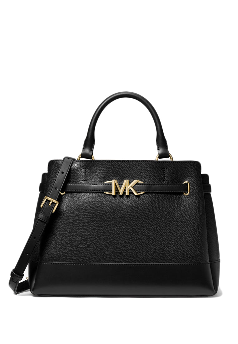 Michael Kors Reed Large Leather Belted Satchel - Black