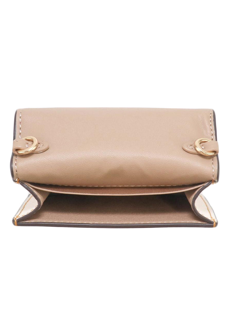 Coach Mini Wallet On A Chain In Signature Canvas With Floral Applique - Light Brown