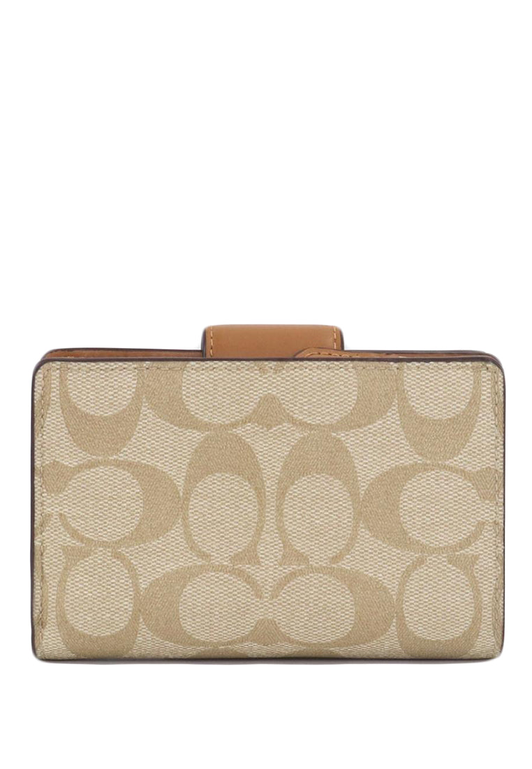 Coach Medium Corner Zip Wallet In Signature Canvas - Light Brown/Brown
