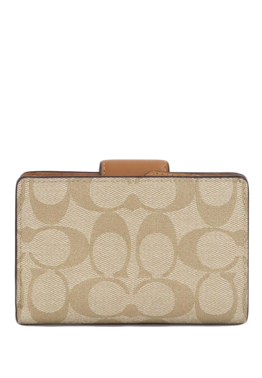 Coach Medium Corner Zip Wallet In Signature Canvas - Light Brown/Brown