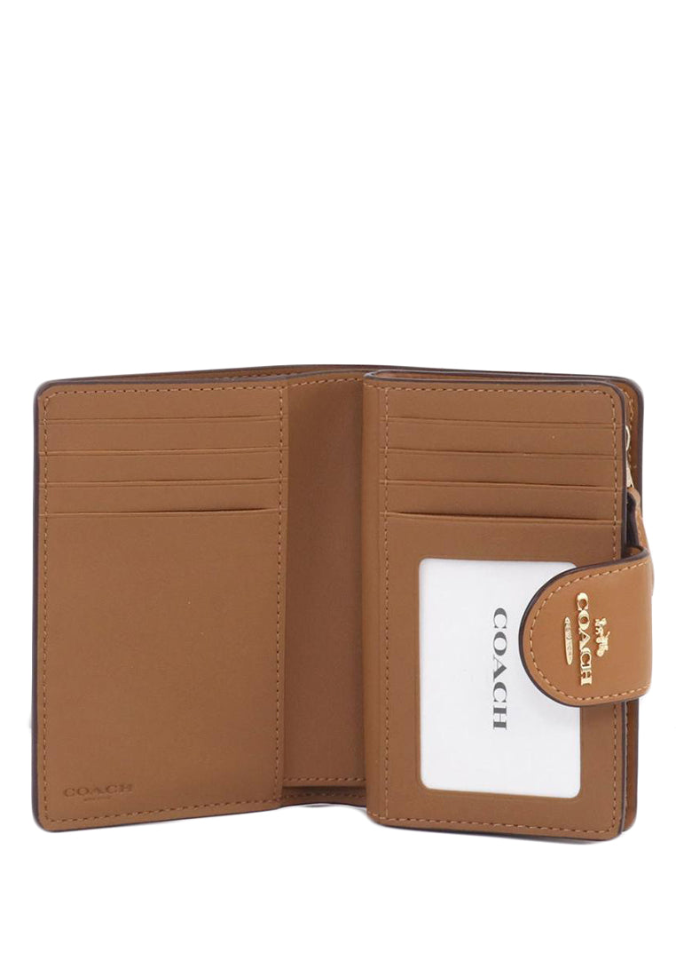 Coach Medium Corner Zip Wallet In Signature Canvas - Light Brown/Brown
