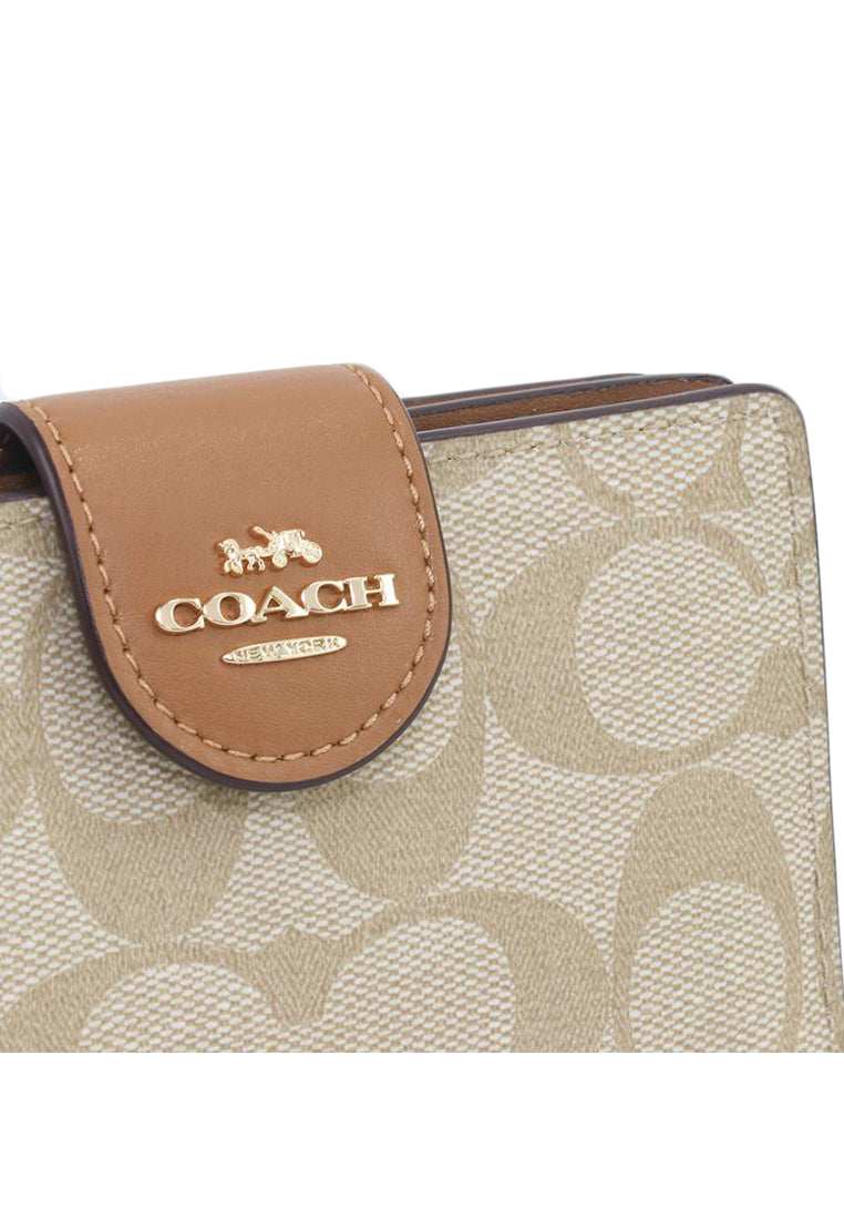 Coach Medium Corner Zip Wallet In Signature Canvas - Light Brown/Brown