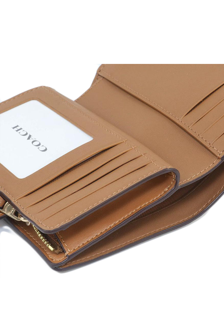 Coach Medium Corner Zip Wallet In Signature Canvas - Light Brown/Brown