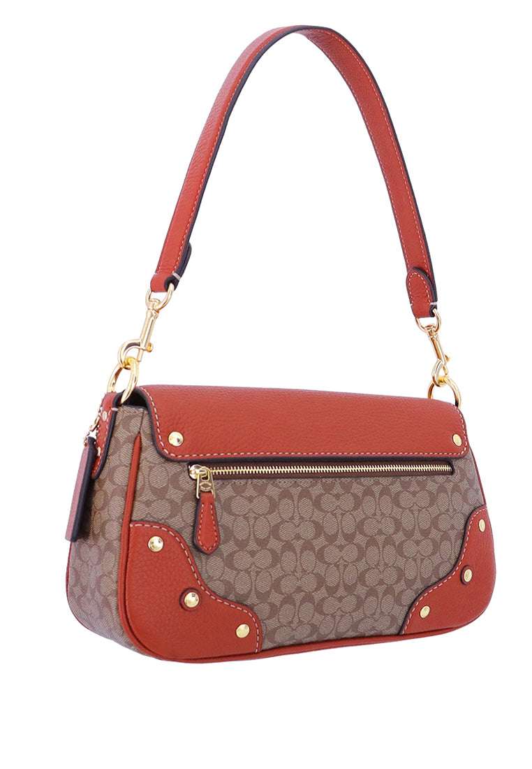 Coach Millie Shoulder Bag In Colorblock Signature Canvas - Brown/Terracotta