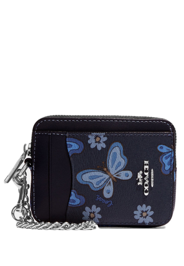 Coach Zip Card Case With Lovely Butterfly Print Navy Multi Haute Style Malaysia