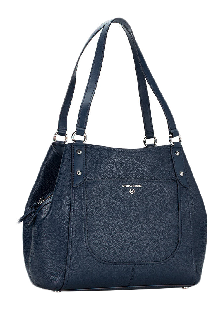Michael Kors Molly Large Pebbled Leather Tote Bag - Navy