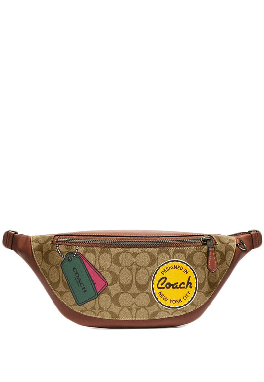 Coach Mens Warren Belt Bag In Signature With Trompe Loeil Print - Brown
