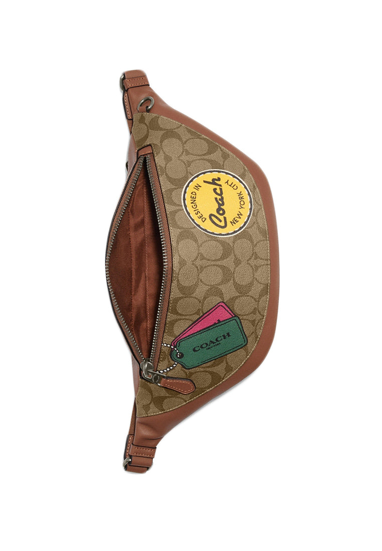 Coach Mens Warren Belt Bag In Signature With Trompe Loeil Print - Brown