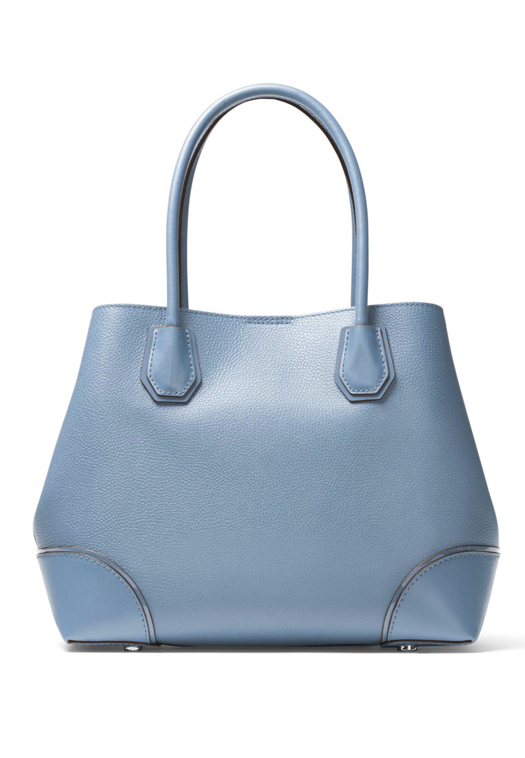 Michael Kors Mercer Gallery Small Pebbled Leather Satchel Bag - Pale Blue
