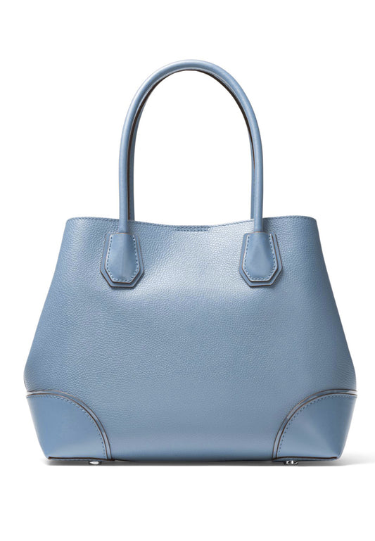 Michael Kors Mercer Gallery Small Pebbled Leather Satchel Bag - Pale Blue