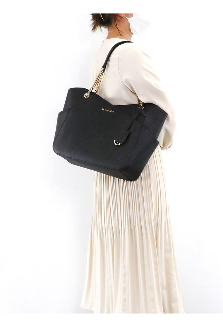 Michael Kors Jet Set Large Saffiano Leather Shoulder Bag - Black